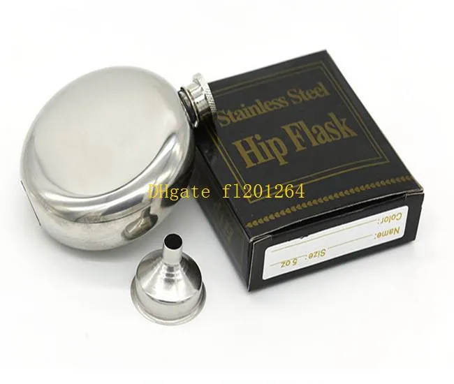 50 pçs / lote Frete Grátis Atacado 5 oz 5 oz Rodada de Aço Inoxidável Portátil Hip Flask 5 Onça