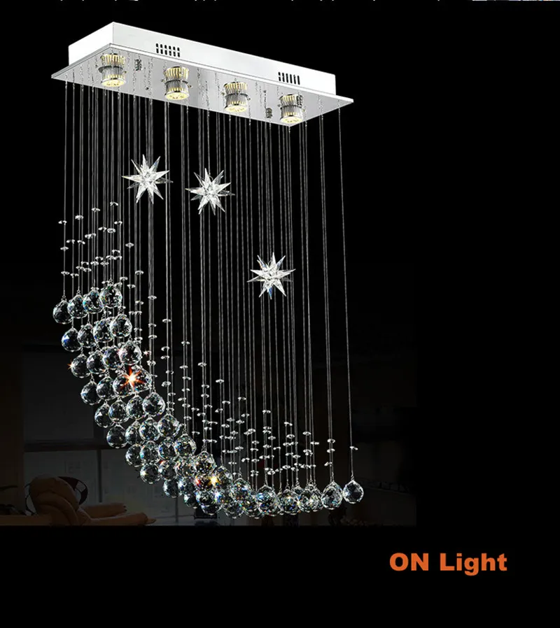 Contemporary Modern Crystal Rain Drop Chandelier Lighting Flush Mount Led Ceiling Bathroom Fixtures Pendant Lamp for Living Dining L.23.5"