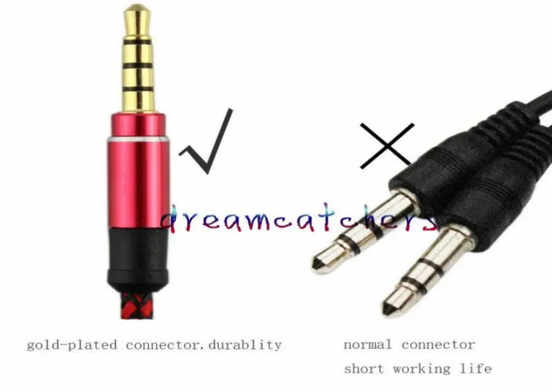 Nieprzerwany Metal Nylon Round Braiede Audio Cable 1.5m 3M 3.5mm Mężczyzna stereo pomocnicze Aux Rozszerzenie dla telefonu komórkowego MP3 Głośnik Tablet PC