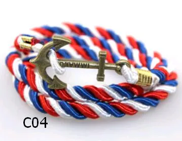 Mehrschichtiges geflochtenes Lederband-Charm-Armband, modisch, Vintage-Anker-Webart, Bindfäden, Seil, Wraps, Armbänder, Schmuck, Großhandel