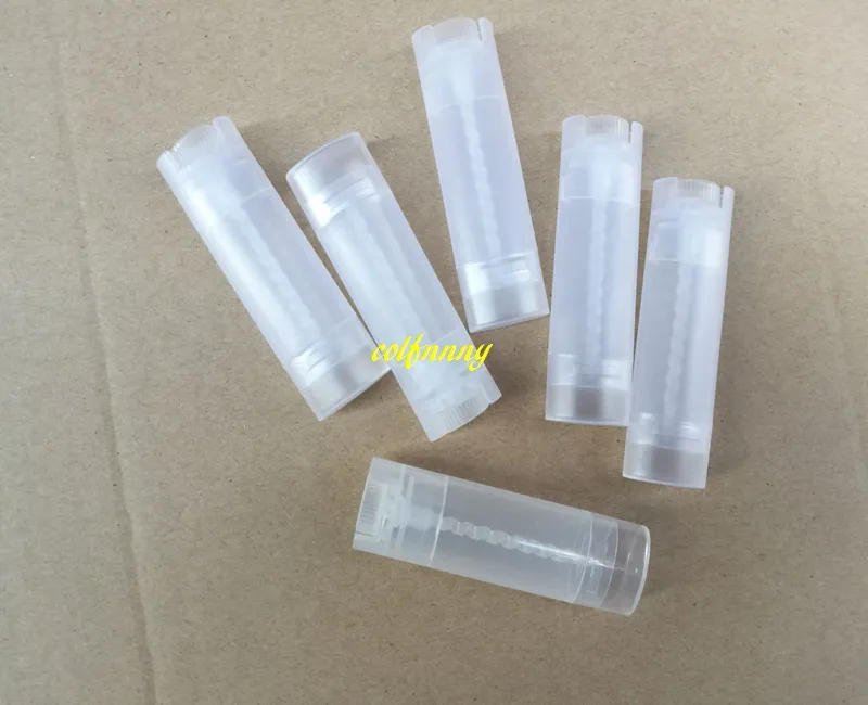 50 sztuk / partia 4.5g Clear Oval Lip Balm Tube 0.15OZ Biały Matowy Przezroczysty Dezodorant Pojemnik Balon Pasek Twist Pusta szminka