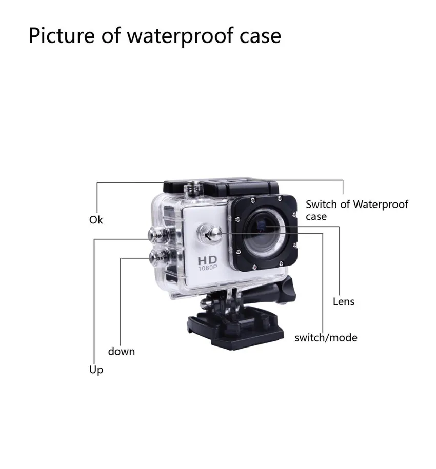 SJ4000 Action Camera Diep Waterdicht 2 Inch LCD-scherm Freestyle 1080P Full HD Camcorders SJCAM-helm DV 30M Sportrecorder