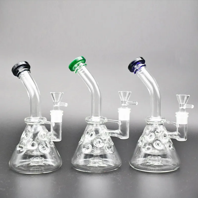 Bong di vetro alto 20 cm Bong di vetro 14,4 mm Giunto con pezzo di cono Inline Percolato Water Piper Heady Water Pipes Recycler Oil Rigs Nave libera