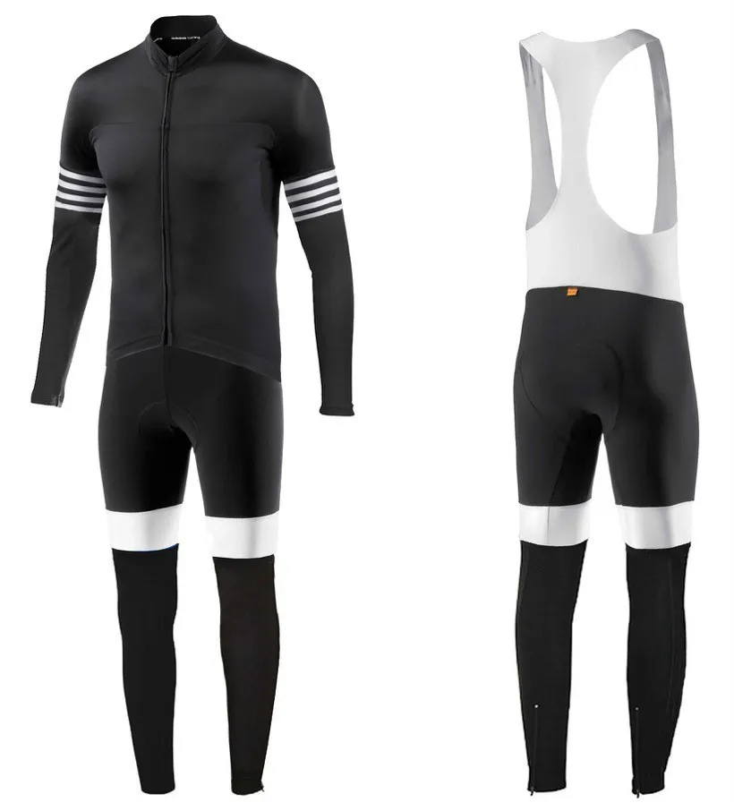 Cykeltröja sätter 2024 Mens Black White Long Sleeve Cycling Jersey och Bib Pants Set MTB Cycling Clothing 240327