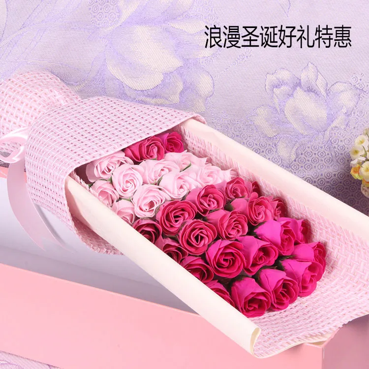 33 pièces savon fleur Bouquet Roses cadeau emballage pétale savon saint valentin cadeau noël cadeau anniversaire cadeau
