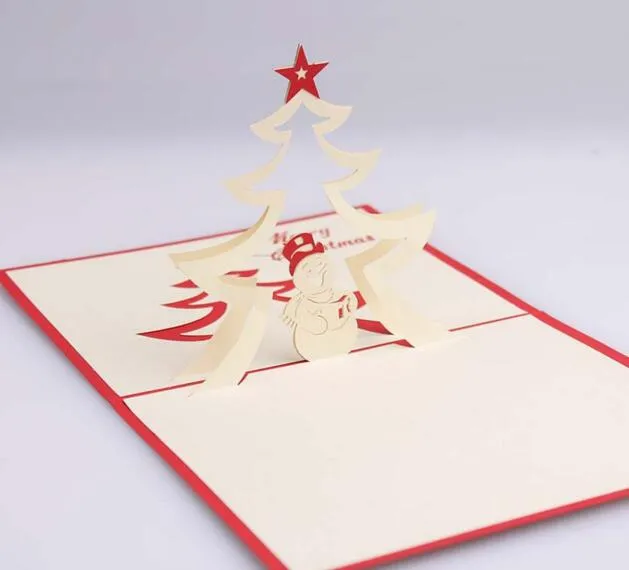 Snowman Star Handmade Kirigami Origami 3D Pop UP Greeting Cards Invitation Postcard For Birthday Christmas Party Gift