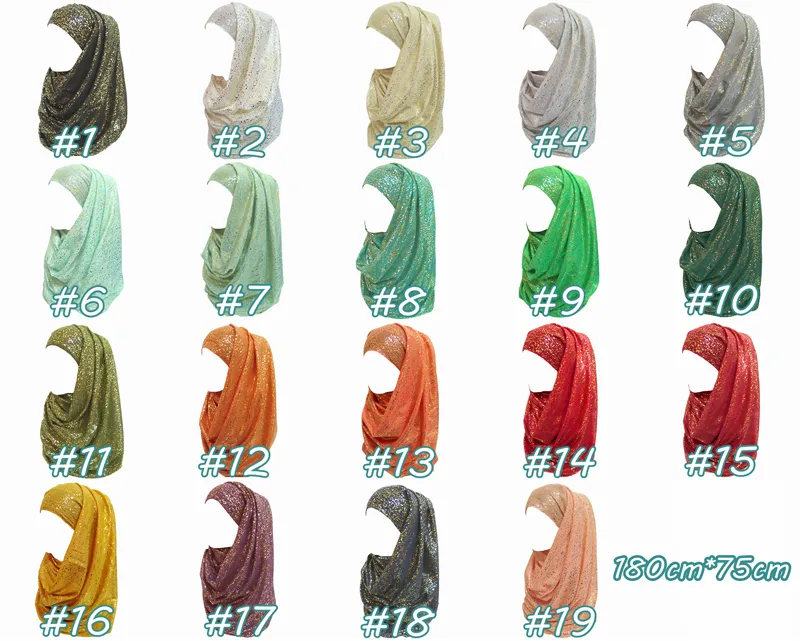 Alta qualità luccicante oro luccica donna testa sciarpa scialle avvolgente hijab musulmano tinta unita morbido leggero