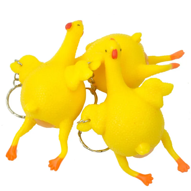 Vent Chicken Shrilling Whole Egg Laying Hens Crowded Stress Ball Keychain Kids Toys Novelly Spoof Tricky Funny Gadgets Toys