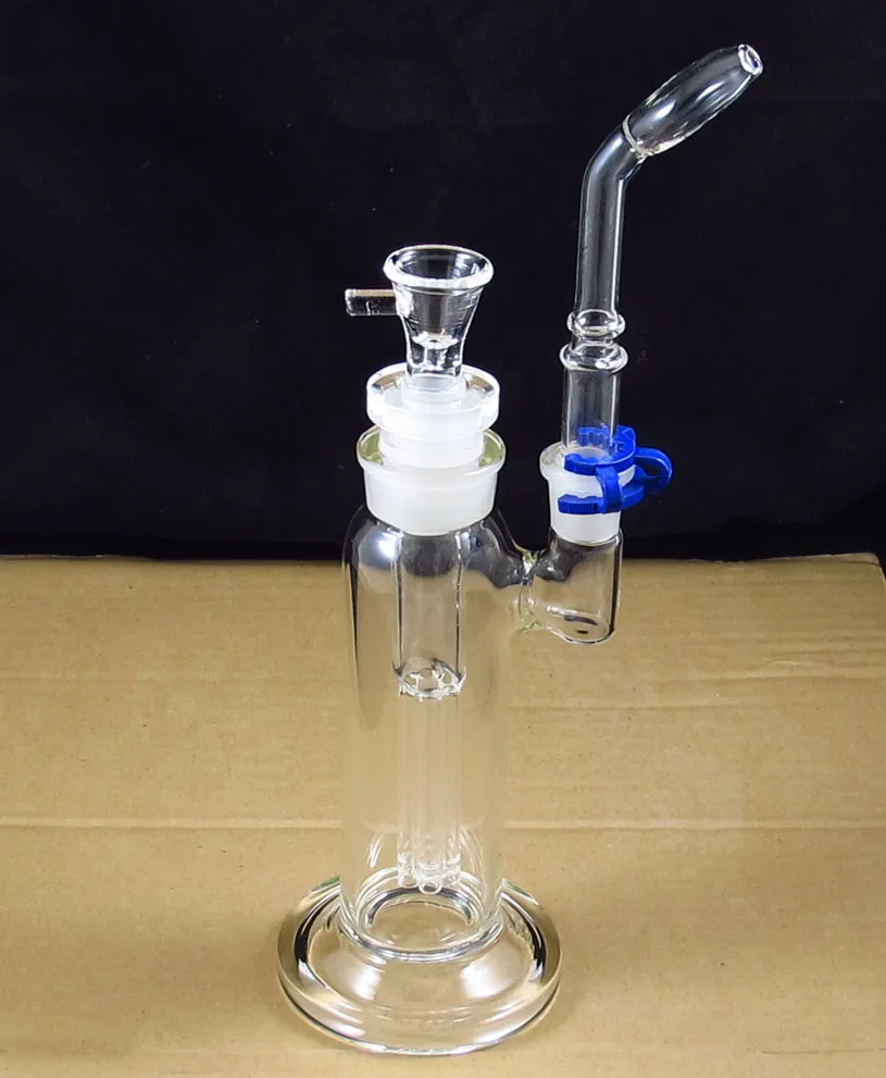 Sheldon Black Glass bong Six Shooter bubbler smoking water pipe with Removable Mouth Piece Bent Neck Arm Tree Downstem