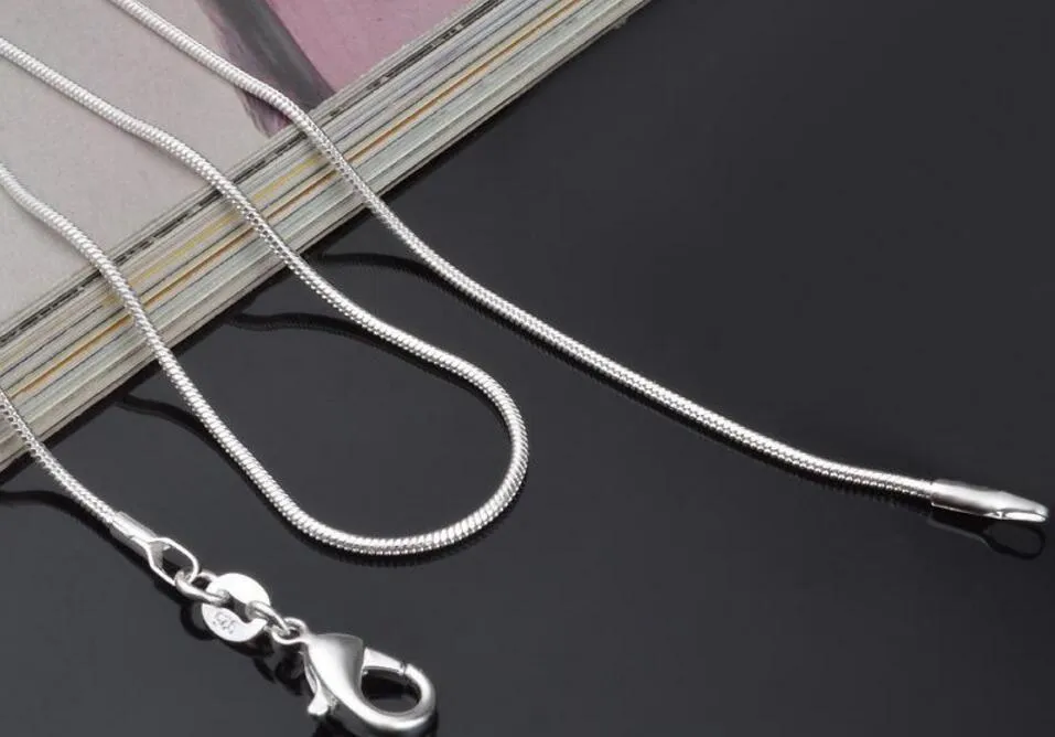 925 Sterling Verzilverd Snake Ketting Mode Gladde Link Chain Lobster Clasp Fit Hanger 1mm 16-24 Inch DHL