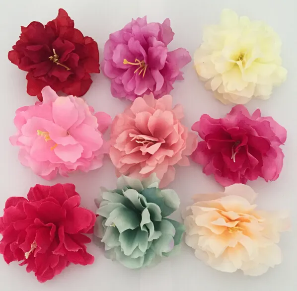 8cm konstgjord silke peony blomma huvud simulering blommor för DIY hårklänning Corsage tillbehör hem bröllop dekoration hjia209