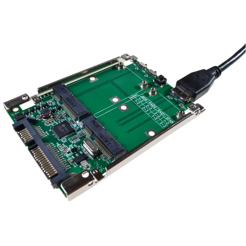 2,5 "SATA III till Dual Mini Sata USB 3.0 till 2 MSATA SSD RAID Controller Card Converter med kabel Freeshipping