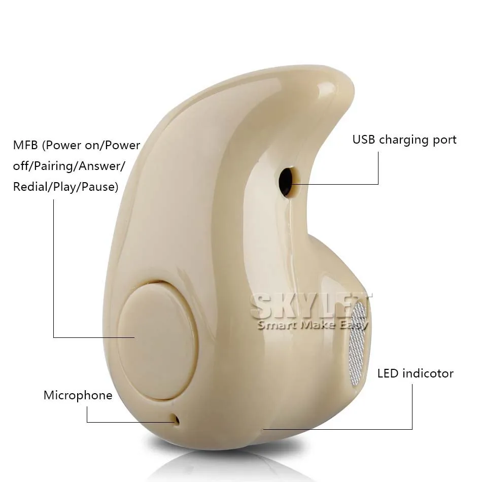 S530 Mini bezprzewodowe słuchawki Bluetooth na iPhone BT4.1 stereo z słuchawkami do ucha wkładki słuchawkowe z mikrofonem z pudełkiem detalicznym
