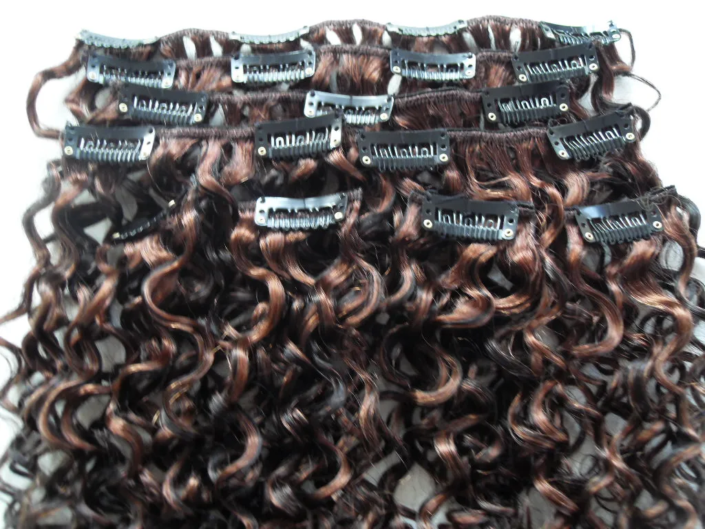 Mongolian Jerry Curly Haft Weft Clip In Hair Extensions Obehandlad Curly Natural Black Mix Brown Färg Human Extensions