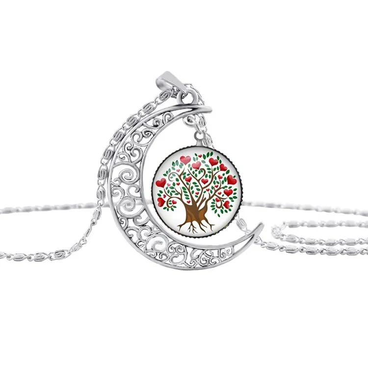 Nieuwe Vintage Maan Ketting Starry Moon Outer Space Universe Edelsteen Kettingen Hangers Dames Accessoires Tree of Life Necklace