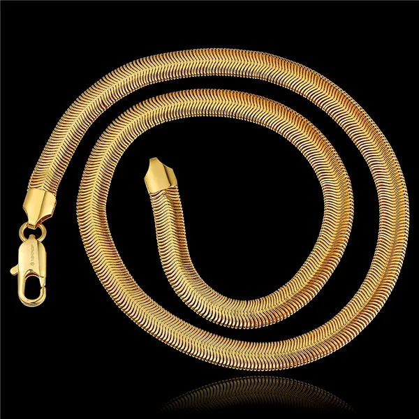 Christmas gift hot sale 24k 18k yellow gold '10M soft snake bone necklace jewelry GN817 brand new fashion gemstone necklace 