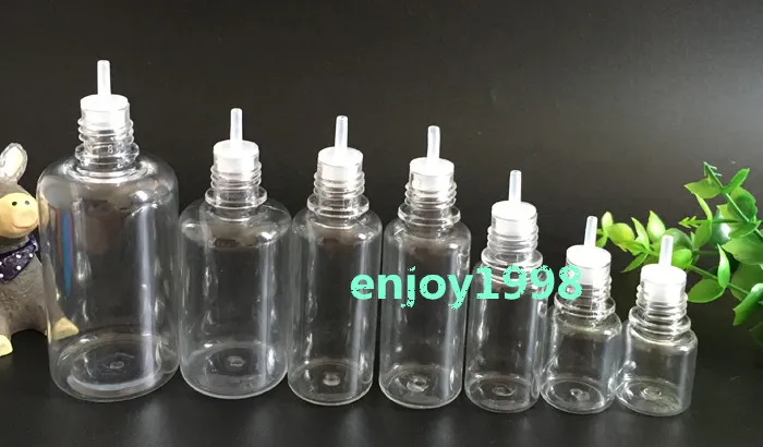 3 5 10 15 20 30 50 ML Botella de plástico PET con aguja Tapa a prueba de niños Botellas cuentagotas vacías 5ml 10ml 15ml 20ml 30ml 50ml Botellas de cigarrillos electrónicos