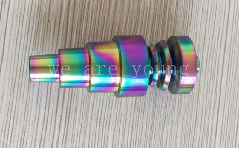 Rainbowl colorido anodizado 6 em 1 titanium unhas domeless gr ido titanium prego 10mm14mm19mm com macho e fêmea conjunta