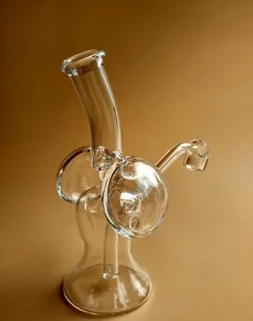 2016 Mini Skurcz Grube Grube Bongs 6.5 cali Dymienie Rury wodne Recylce Oil Rig Dab Rigs 2 Otwory Perc Wysokiej jakości staw 10mm