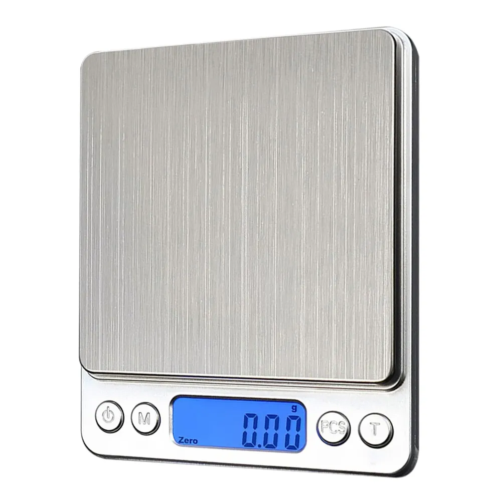 Tragbare digitale Küchenbank Haushaltswaagen Balkengewicht Digital Schmuck Gold Elektronische Taschengewicht + 2 Tabletts Balance