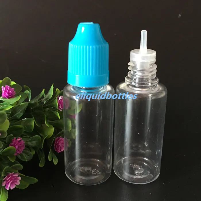 Wyczyść 20 ml E-sok e-liquid z plastikowej butelki kropliny 20 ml PE Pet igły butelki oleju 2200pcs/partia z czapką odporną na dziecko