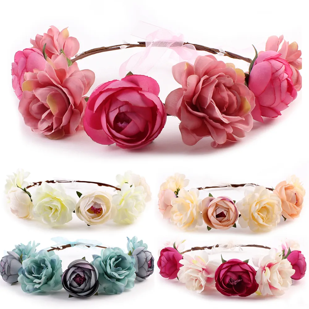 New Bohemia Handmade Flower Crown Wedding Wreath nuziale copricapo fascia Hairband Hair Band Accessori le donne Lady