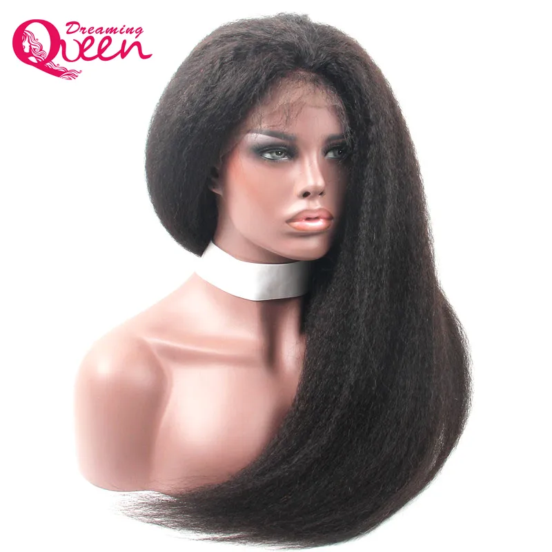 Pelucas frontales de encaje sin glotura rizado para mujeres negras con cabello bebé Virgin Hair Human Hair Italian Yaki Wig blanqueado nudos