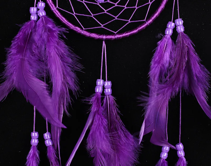Purple Piękny łapacz snów z piórami DreamCatcher WALING SAMOS WEACK DEK DOKIEC DEK DOKONAMU 6 Rodzaje do wyboru 6373966