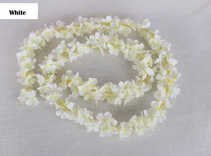 Großhandel 45/80/100 zoll Künstliche Seide Hortensien Garland Lila Glyzinien Blume Reben Garland für Hochzeit Hintergrund Wanddekor Liefert