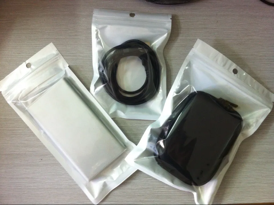 Wholesale clear+white plastic Zipper Retail package bag For Data cable car charger Cell Phone Accessories Packing bag