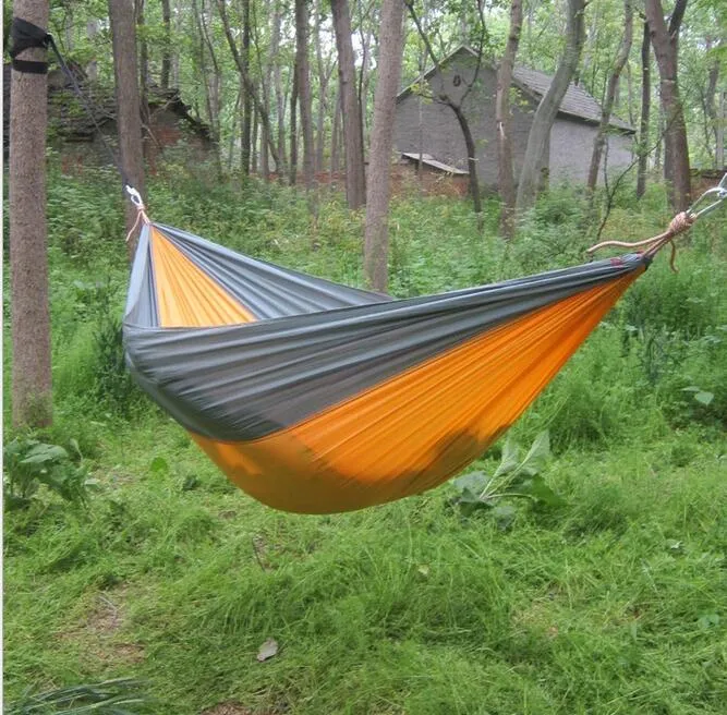 270 * 135 centímetros Multicolor portátil Parachute Nylon Tecido Hammock Viagem Camping Outdoor para uma pessoa por redes de campismo