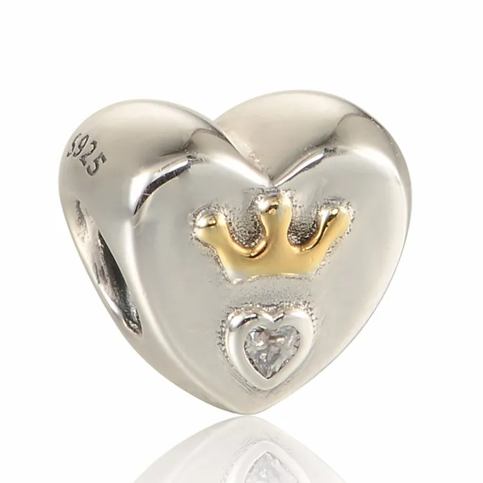 Crown Charm & Heart Pendant Bracelet