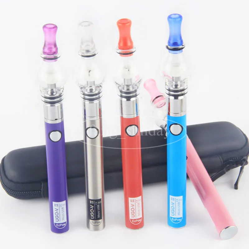 Wax Dome Dabs Vaporizer Pen Dry Herb Skillet Starter Kits 650 900mAh UGO V II Micro USB Passthrough Vape Battery Glass Globe Tanks