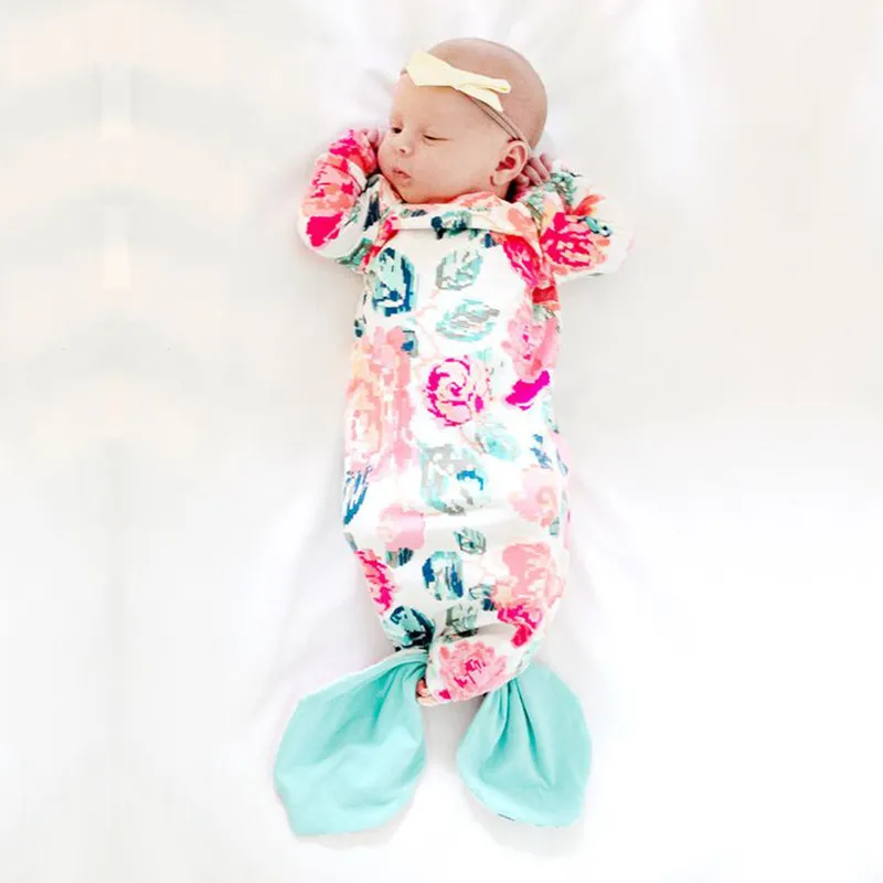 Baby Mermaid Sacchi a pelo Baby Swaddle per neonati Soft Swaddling Baby Cotton Sleepsack Biancheria da letto per neonati 0-24M Abbigliamento per bambini Vestiti per neonati