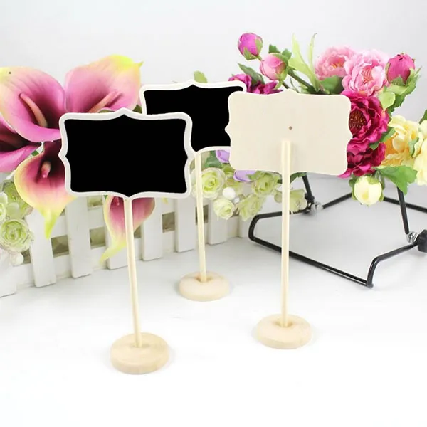 Mini Wooden Wood Chalkboard Blackboard On Stick Stand Place Card Holder Message Board Shabby Chic for Wedding Party Decorations 3 Size