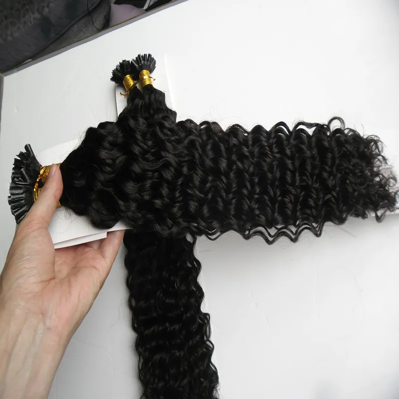 U Tip Kinky Encaracolado Extensões de Cabelo Brasileiro Queratina Pré ligado extensão do cabelo Ponta do Prego Humano extensões de Fusão de Cabelo Virgem Queratina 100g