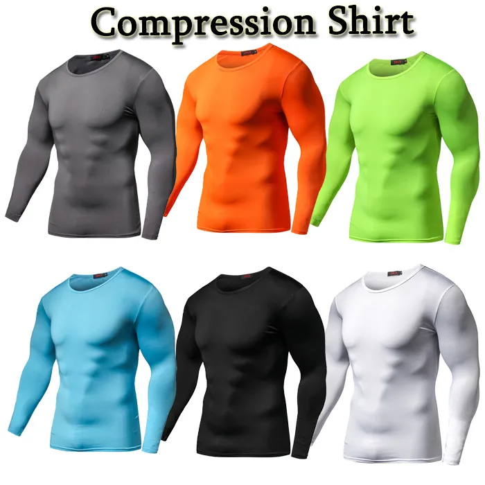Kompressionskjorta Fitness Sportkläder Solid CrossFit Bodybuilding Sleeves
