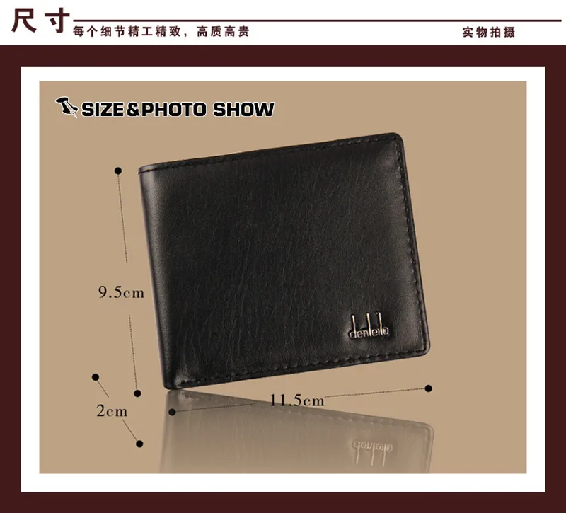 DHL Free عتيقة Pu Mens Wallets Fine Bifold Brown Black Partes