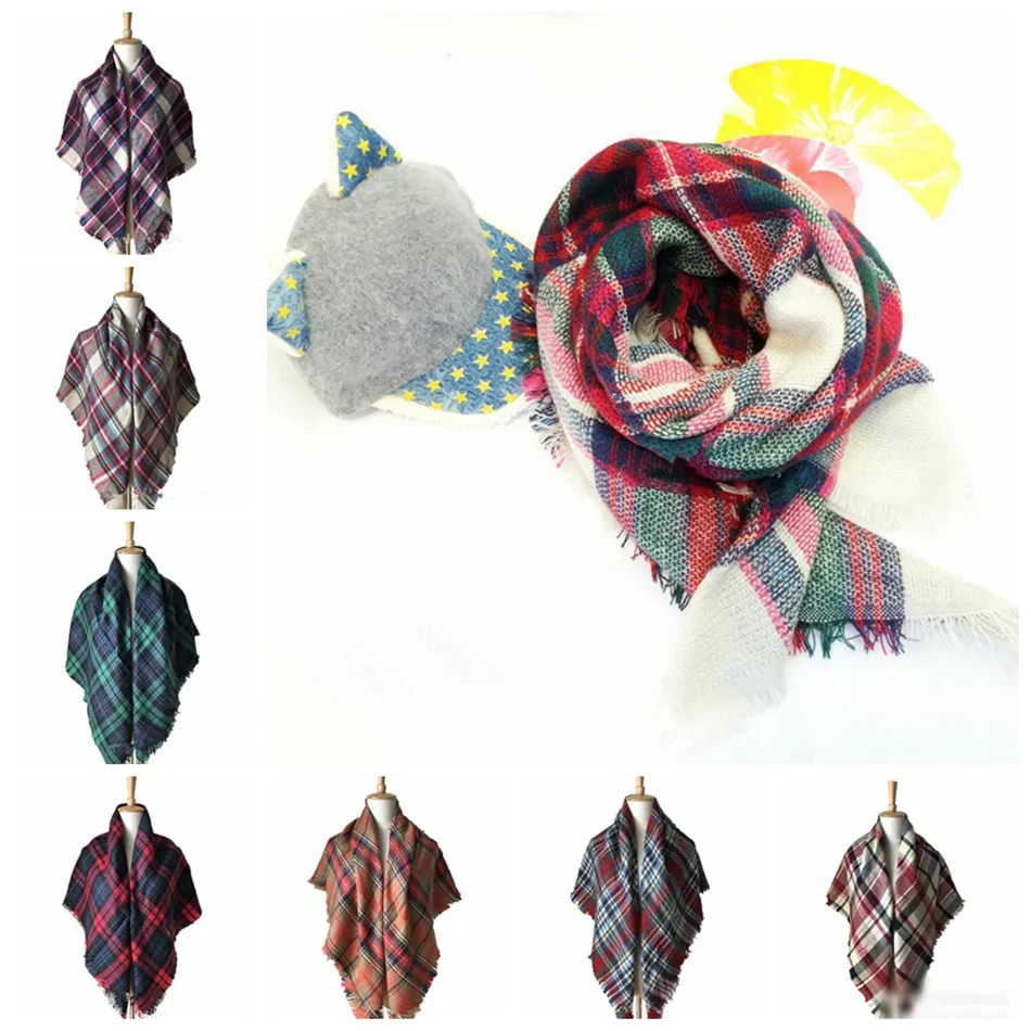 100 * 100cm plaid halsdukar Baby Striped Tassels Scarf Kids Tartan Scarf Wraps Neckerchief Winter Shawl Ring ljuddämpare filtar 100pcs ooa2983