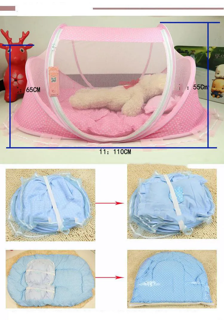 New Baby Cribs 02 Years Baby Bed With Pillow Mat Set Portable Foldable Crib With Netting Newborn Cotton Sleep Travel Bed9191012