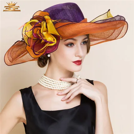 Nieuwe Collectie Church Hat Sinamay Hoed Dames Zomer Hoed Nieuw ontworpen Sinamay With Organza Hat Becastiful Heoorwear voor zomer vrouwen hoed