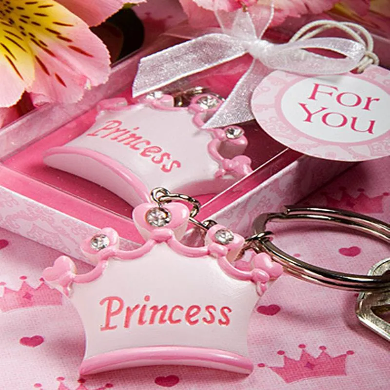 Blue Pink Crown Themed Princess Sleutel Hangers Bruiloft Baby Gunst Goede Gift voor Baby Douches