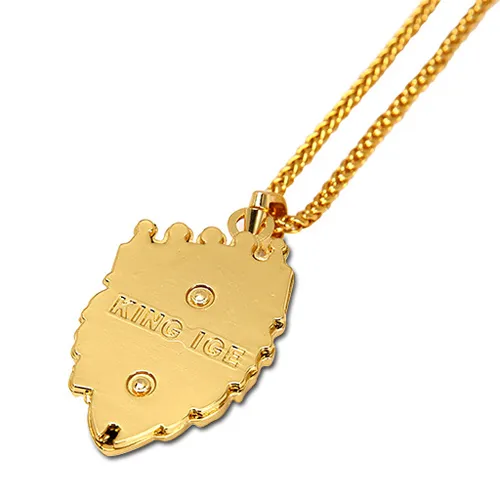 Hipsters Placcatura in oro 18 carati Strass Punk Rock Gioielli Hip Hop Re leone Testa Ciondolo intrecciato Collana a catena lunga uomo Donna Joyas Bijoux