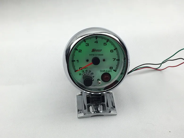 375039039 80mm 08000 Tachometer RPM Gauge Display White Face RPM Meter With RPM Shift Light Auto Gauge7886848