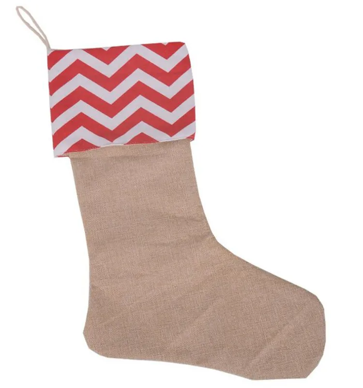 12 * 18INCH NYHET HÖG KVALITET CANVAS JULE STOCKING Presentkassar Xmas Strumpor Jul Dekorativa Socks Väskor 4543