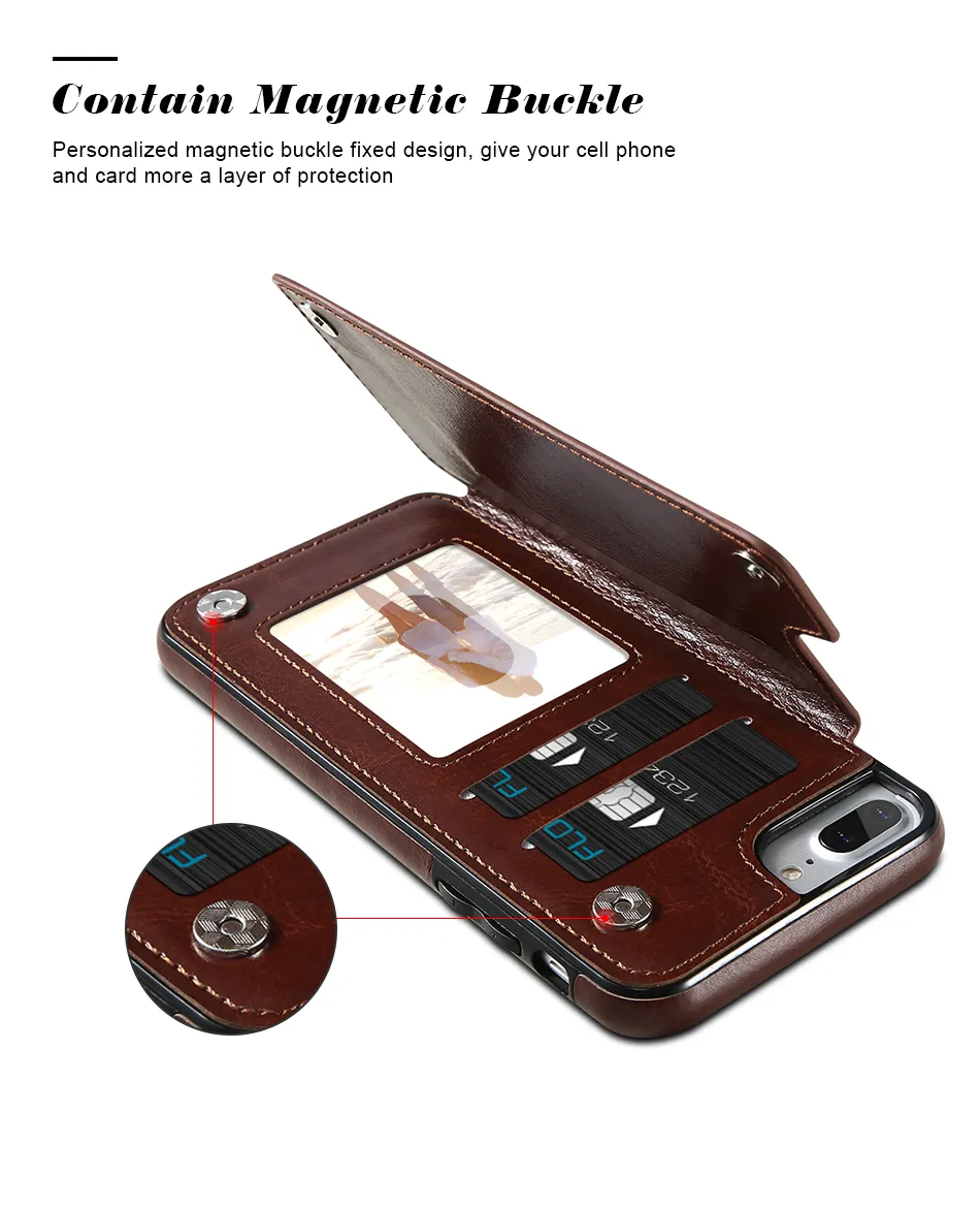 Caso de carteira de luxo para iphone 6 6s mais x bracket tipo de couro titular kickstand flip back capa para iphone 7 7 plus