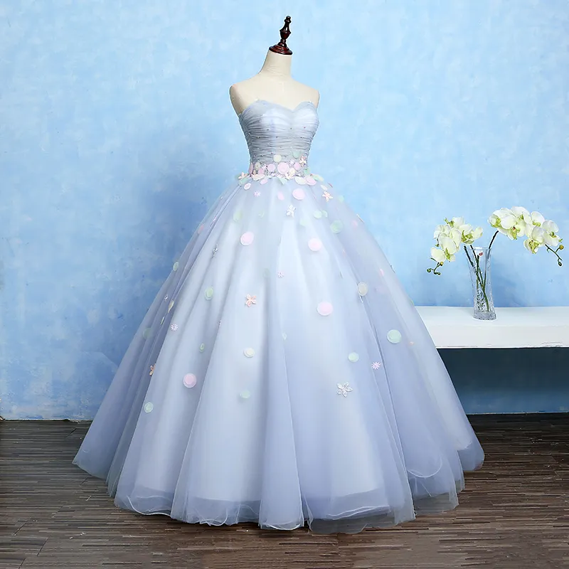 100%real Light Pale Violet Stars Embroidery Fairy Beading Ball Gown ...