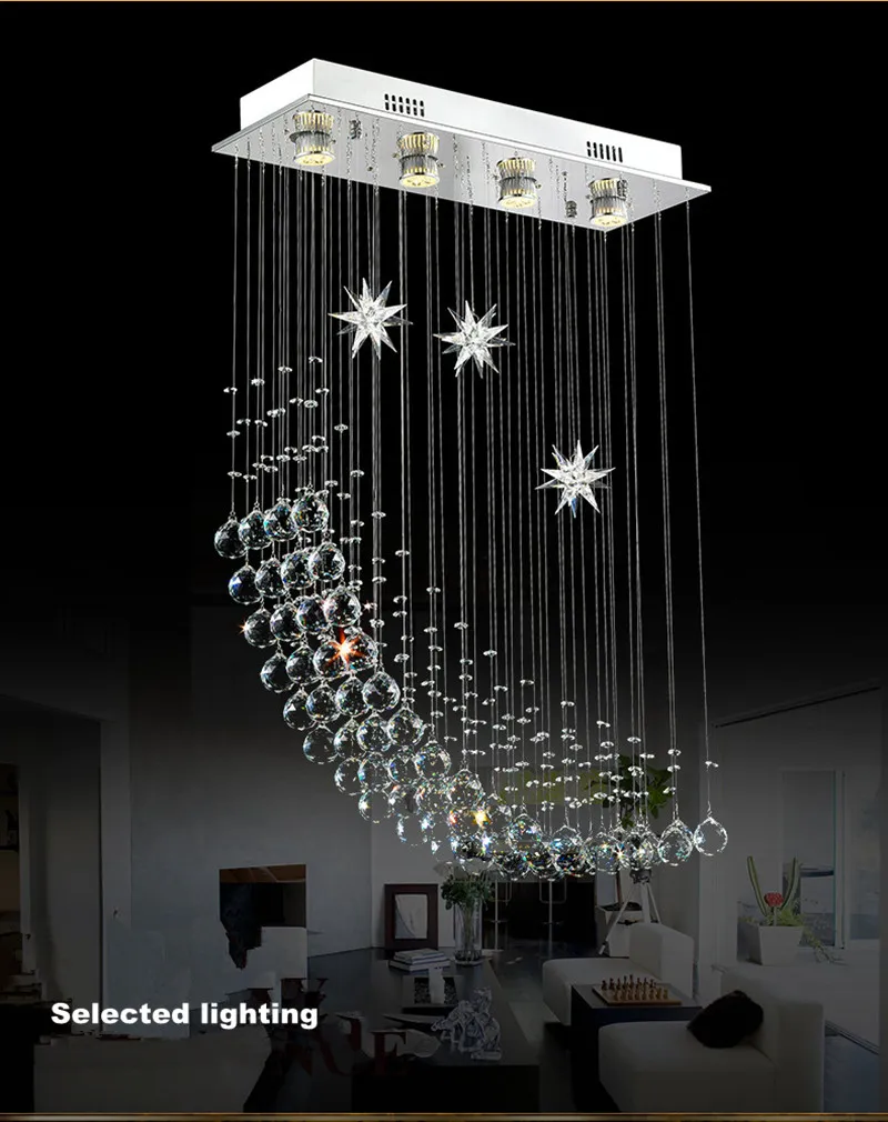 Contemporary Modern Crystal Rain Drop Chandelier Lighting Flush Mount Led Ceiling Bathroom Fixtures Pendant Lamp for Living Dining L.23.5"