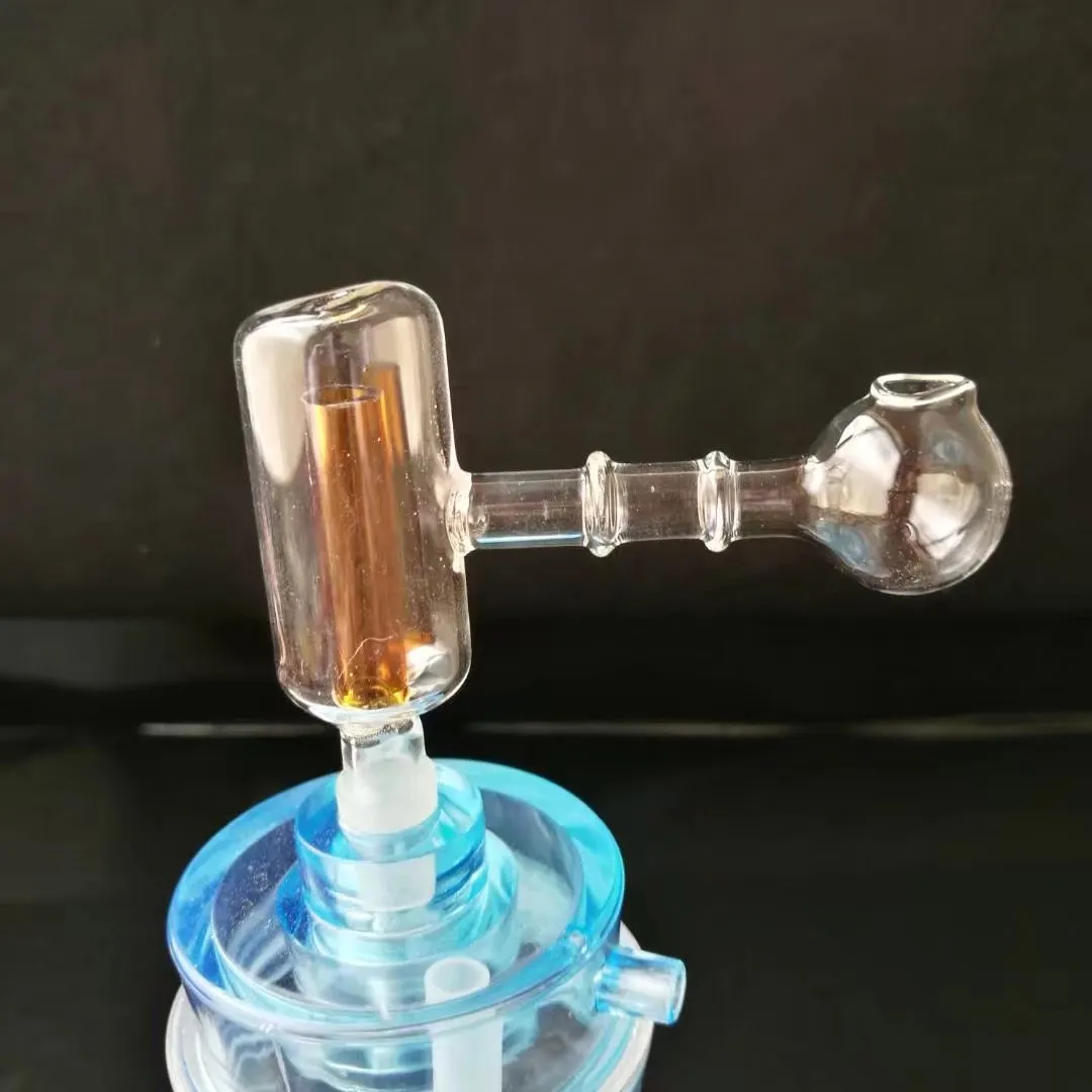 Two-wheel filter straight burner , Wholesale Glass bongs Oil Burner Glass Pipes Water Pipes Oil Rigs Smoking 