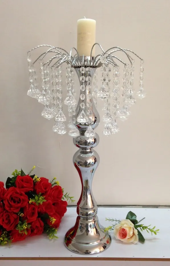 Moderna decoração de casamento romântico candelabros de casamento de cristal suporte de vela por atacado castiçais para casamentos